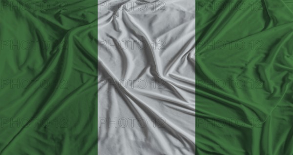 Nigerian flag with fabric texture background National flag of Nigeria with cloth texture
