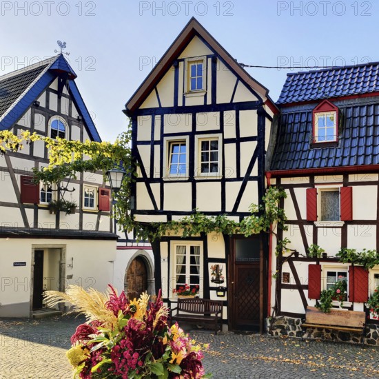 Half-timbered houses in the old town of Erpel, Neuwied district, Rhineland-Palatinate, Lower Middle Rhine, Rhineland, Germany