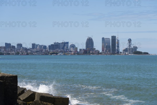 Seaside cityscape with modern skyline and blue sky, Batumi skyline, Black Sea, Adjara region, Adjara, autonomous republic, Georgia