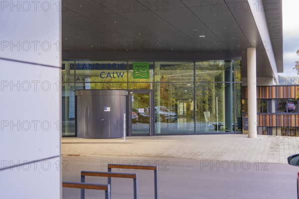 Calw district entrance area with glass façade and modern design, Calw District Office, Calw, Germany