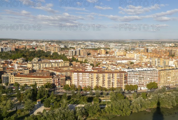 Modern apartment block buildings Arrabal residential inner suburb, city of Zaragoza, Aragon, Spain