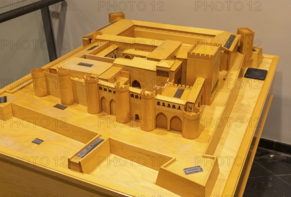 Scale model of castle Aljafería Palace, Zaragoza, Aragon, Spain