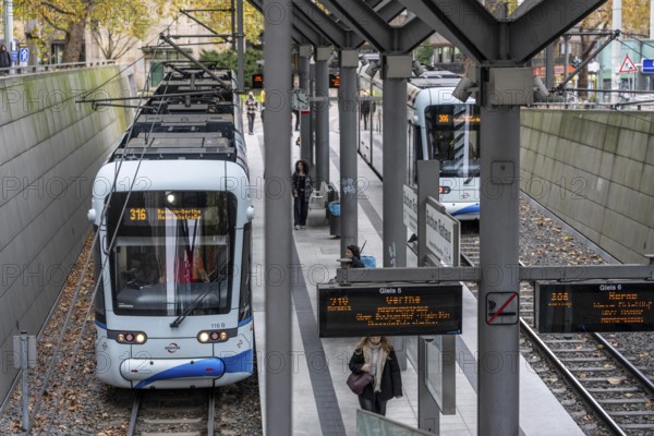 Bogestra station Rathaus Bochum, tram, subway, directly at the town hall, Hans-Böckler-Straße, North Rhine-Westphalia, Germany