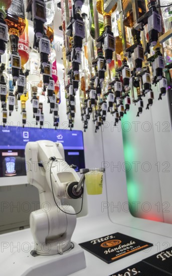 Las Vegas, Nevada - Robotic bartenders mix and serve drinks at the 'Tipsy Robot' in the Venetian Resort