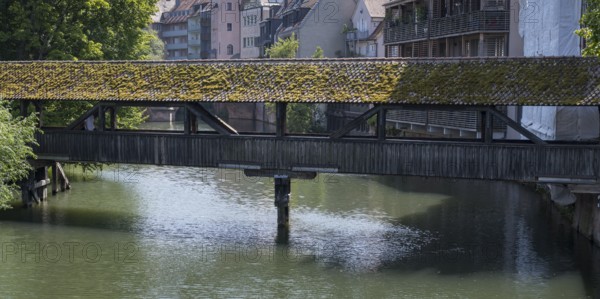 Historic executioner's footbridge. Pedestrian bridge, Pegnitz river, Old Town, Nuremberg, Middle Franconia, Franconia, Bavaria, Germany