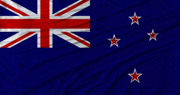 New Zealander flag waving. Flag of New Zealand with cloth texture