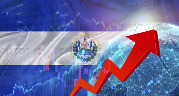 Global financial growth with Bulgaria flag. Financial growth with Bulgaria flag on economic background