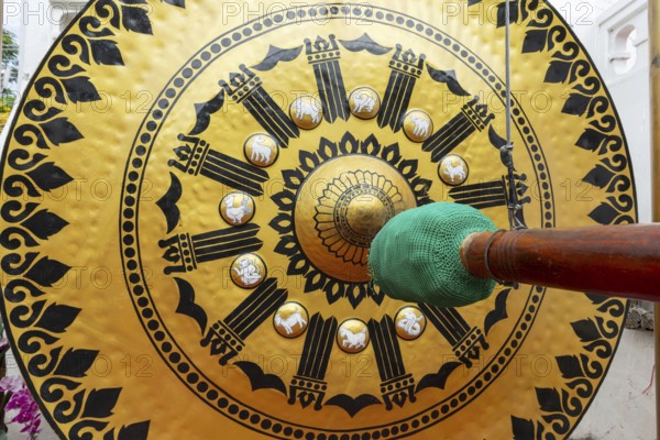 Temple gong (also Victory Gong or Luck Gong), when climbing to Wat Saket (Golden Mount) in the Pom Prap Sattru Phai district, Bangkok, Thailand