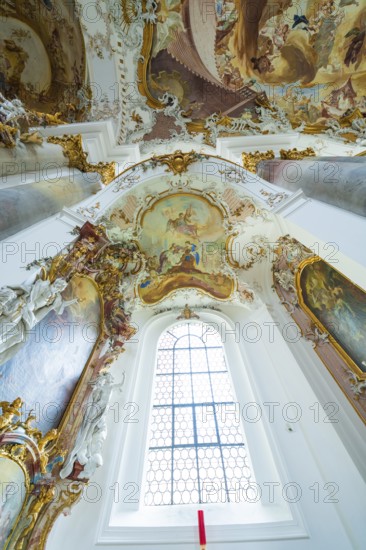 Impressively painted baroque church ceiling with large windows that let in light, ZFP Zwiefalten, Reutlingen district, Germany