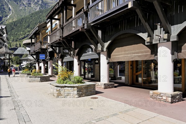 Pedestrian zone in the city center, Chamonix-Mont-Blanc, Haute-Savoie, France
