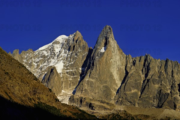 Aiguille du Dru in the evening light, Chamonix-Mont-Blanc, Haute-Savoie, France