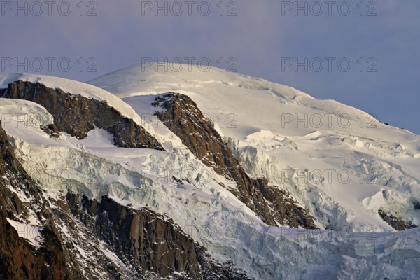 Snowy Mont-Blanc in twilight, Chamonix-Mont-Blanc, Haute-Savoie, France