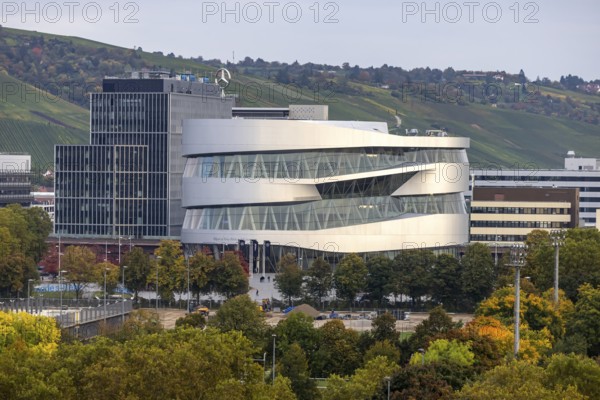Office building at the headquarters of Mercedes-Benz Group AG in Untertürkheim. Mercedes-Benz Museum. Stuttgart, Baden-Württemberg, Germany