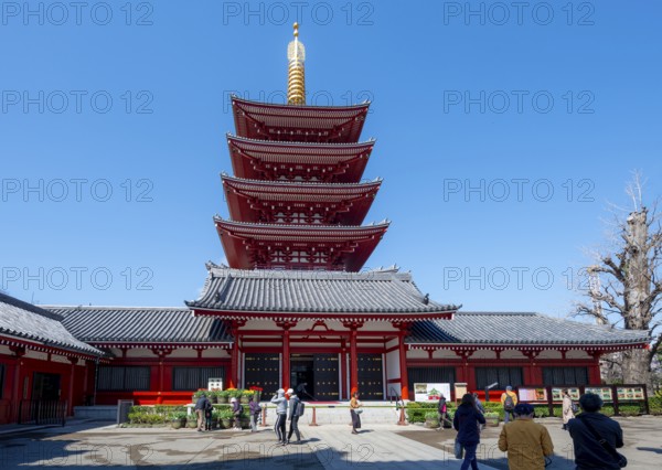 Five-story pagoda, Buddhist temple complex, Asakusa shrine or Senso-ji temple, Asakusa, Tokyo, Japan