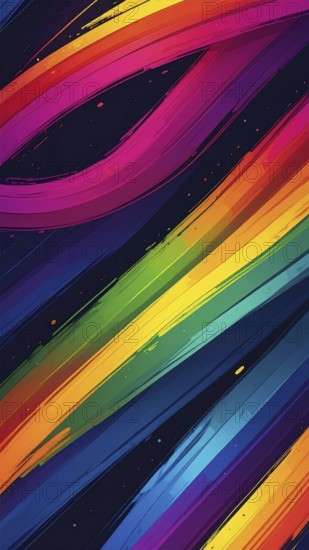 Abstract digital art featuring vibrant, intersecting neon lines creating a geometric pattern, Intersecting neon lines form a vibrant abstract geometric grid against a black background, Seamless looping illustration, colorful diagonal lines, creating a modern dynamic template background, vibrant colored lines and geometric forms for business or technology wallpaper, AI generated