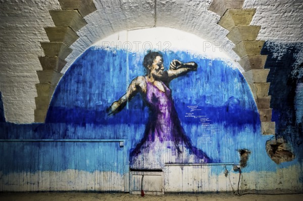 Street art, graffiti, MAUSA VAUBAN, Museum of Urban Art and Street Art, Vauban Fortress Neuf-Brisach, UNESCO World Heritage Site, Haut-Rhin Department, Alsace, France