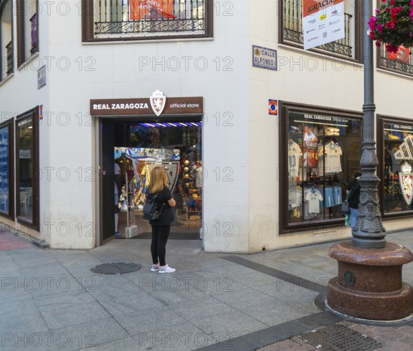 Official store shop for Real Zaragoza football club, Calle de Alfonso I, Zaragoza, Aragon, Spain