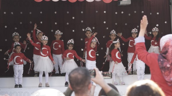 Children celebrate the 102nd anniversary of the Republic Day of Turkey, a national holiday commemorating October 29, 1923, when Mustafa Kemal Atatürk proclaimed the foundation of the Republic of Turkey. Gaziantep, Turkey – October 29, 2025, Gaziantep, Gaziantep, Turkey