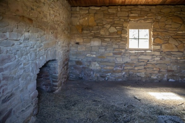 Rock Springs, Wyoming - The interior of the Point of Rocks Stagecoach Station, built in 1862 on the Overland Trail. The station was operated by the Overland Stage Company and later by Wells Fargo