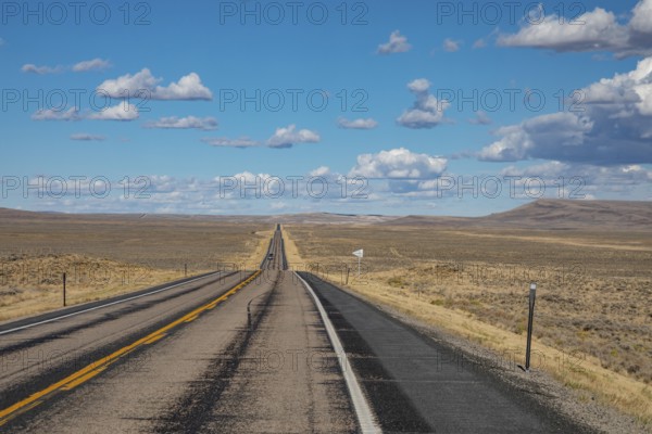 Farson, Wyoming - Highway 28 in southwestern Wyoming is straight and uncrowded