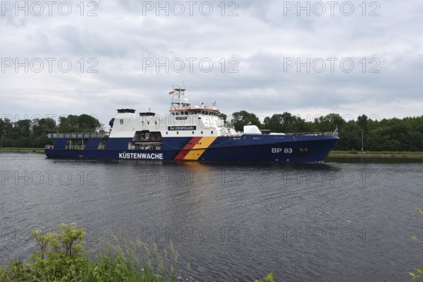 Coast Guard ship, Federal Police, in the Kiel Canal, NOK, Kiel Canal, Kiel Canal, Schleswig-Holstein, Germany