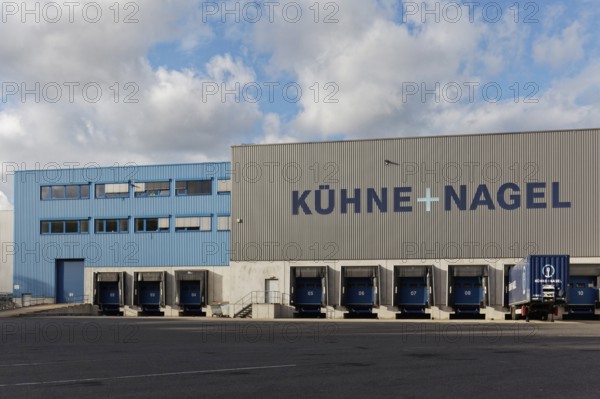 Warenlager Kühne u. Nagel, logistics service provider, Logoport, Duisburger Hafen, Duisburg-Rheinhausen, Ruhr area, North Rhine-Westphalia, Germany