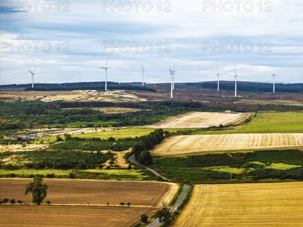 Wind Farm over fields and moors in Nord England