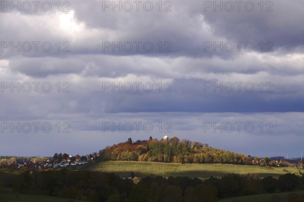 View of the town and castle of Stolpen, autumn, Saxony, Germany
