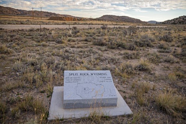 Jeffrey City, Wyoming - A marker on the perimeter of a former uranium mine and mill which operated from 1957 until 1981. The marker indicates the tonnage and radioactivity of the tailings that have been buried at the site, which is now under the care of the Department of Energy