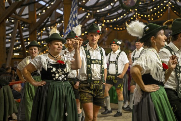Traditional traditional costume show at the Tradition party tent, Oide Wies'n, Oktoberfest, Munich, Bavaria, Germany