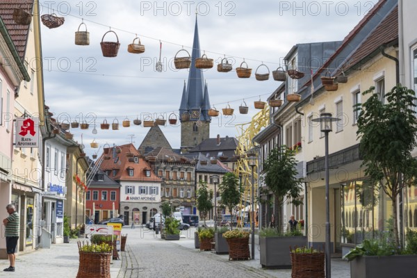 Pedestrian Zone, Innere Bamberger Straße, Catholic Parish Church of the Assumption of Mary, Deutsche Korbstadt, Lichtenfels, Upper Franconia, Franconia, Bavaria, Germany