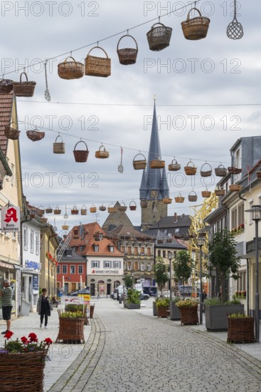 Pedestrian Zone, Innere Bamberger Straße, Catholic Parish Church of the Assumption of Mary, Deutsche Korbstadt, Lichtenfels, Upper Franconia, Franconia, Bavaria, Germany