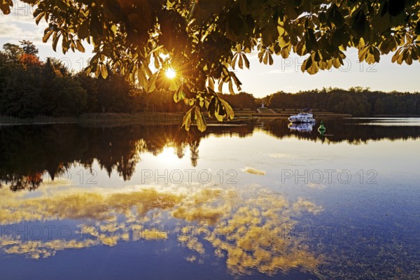Atmospheric sunset over Lake Grienerick, Rheinsberg, Brandenburg, Germany