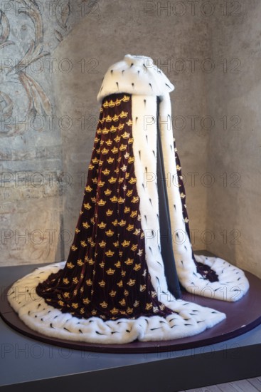 Interior of Kalmar Castle: King Erik XIV's coronation robe (1561) . Kalmar, Småland, Sweden, Scandinavia