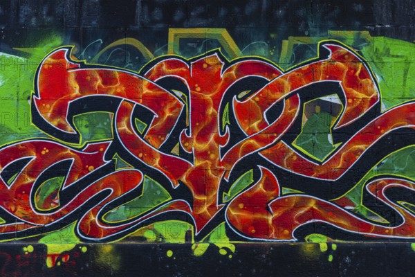 Wall painting, street art on the walls of the Danube Canal, Schwedenplatz, Vienna, Austria