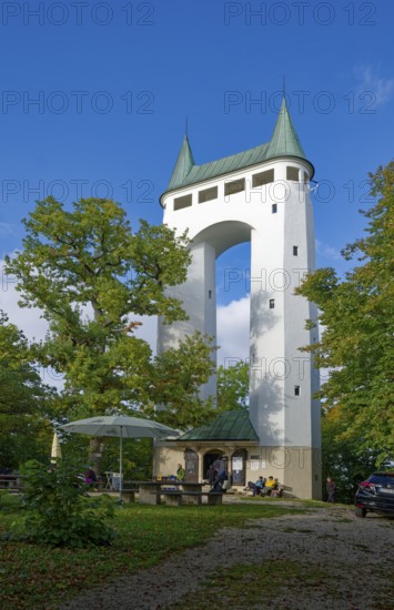 Schönberg Tower, observation tower, also known as Pfullinger Unterhose, double tower, Pfullingen, Baden-Württemberg, Germany