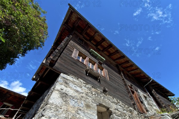 House of Bannerherr Johann Clausen, wooden chalet in the oldest village center in Switzerland, Mühlebach, Ernen, Valais, Switzerland