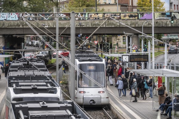 Tram station, at Düsseldorf-Bilk station, hub of S-Bahn, subway, tram, public bus, North Rhine-Westphalia