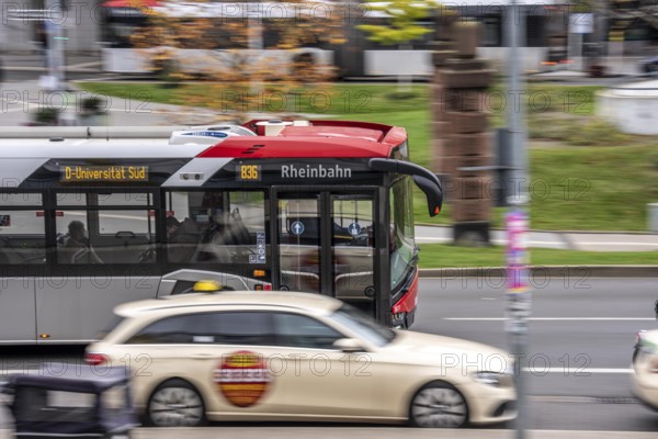 Rheinbahn bus at Düsseldorf-Bilk station, taxi stand, North Rhine-Westphalia