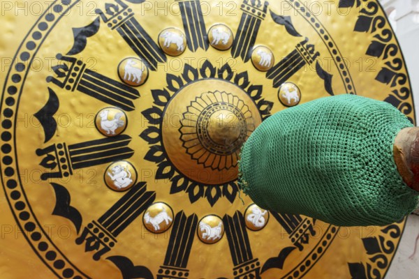Temple gong (also Victory Gong or Luck Gong), when climbing to Wat Saket (Golden Mount) in the Pom Prap Sattru Phai district, Bangkok, Thailand