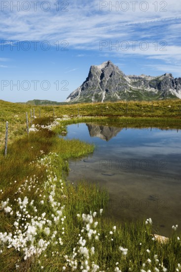 Mountain landscape and picturesque little lake, Saloberkopf, Widderstein, Warth, Bregenzerwald, Vorarlberg, Alps, Austria