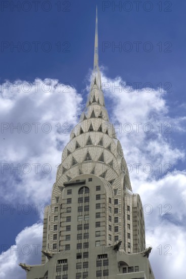 Crysler Building, built in 1930 in Art Deco style, Cloudy Sky, New York City, USA