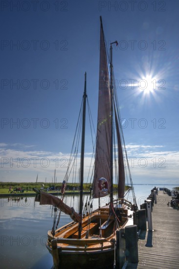 Zeesboot, built in 1930, in the port of Ahrenshoop, Darß, Mecklenburg-Western Pomerania, Germany