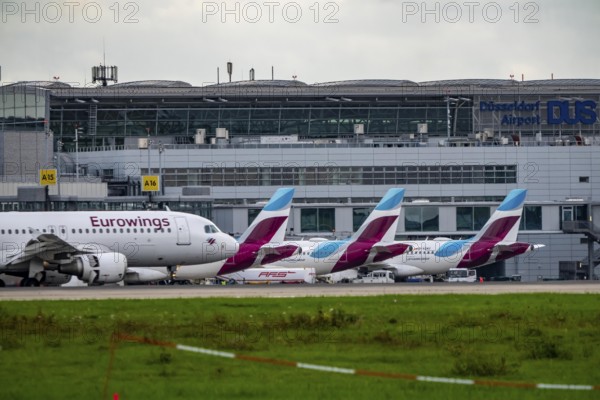 Eurowings aircraft at Terminal A of Düsseldorf Airport, North Rhine-Westphalia, Germany