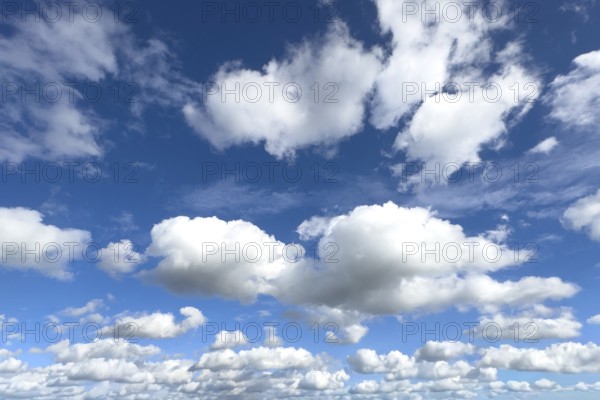White clouds in the middle and below Cumulus above Stratocumulus cloudy against blue sky, international
