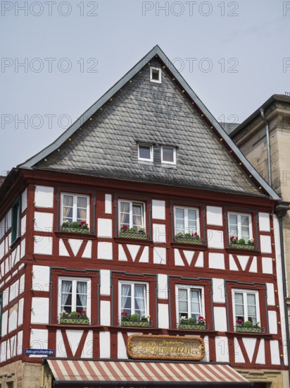 Bakery, half-timbered building, Obere Altstadt, Kronach, Upper Franconia, Franconia, Bavaria, Germany