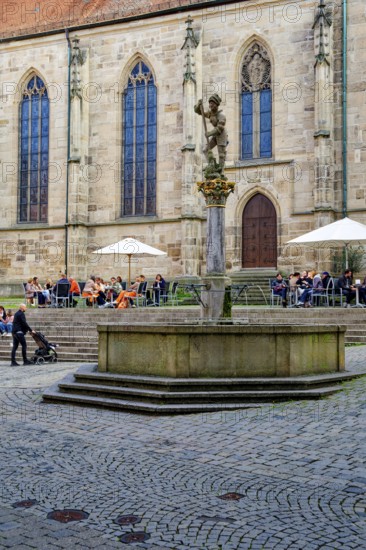 Georgsbrunnen, St. George Kills the Dragon, Collegiate Church of St. George, Holzmarkt, Tübingen, Baden-Württemberg, Germany