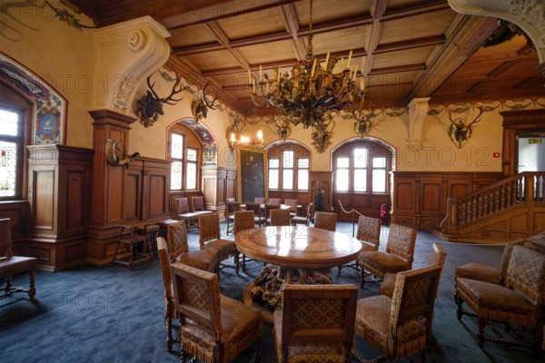 Blue Hall, Bebenhausen Castle, former Cistercian Abbey, monastery complex, interior, OT Bebenhausen, Tübingen, Baden-Württemberg, Germany