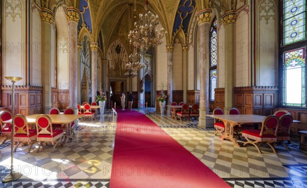 Count's Hall and Imperial Hall, Hohenzollern Castle, ancestral home of the House of Hohenzollern, interior, noble family, German emperors, Bisingen, Baden-Württemberg, Germany