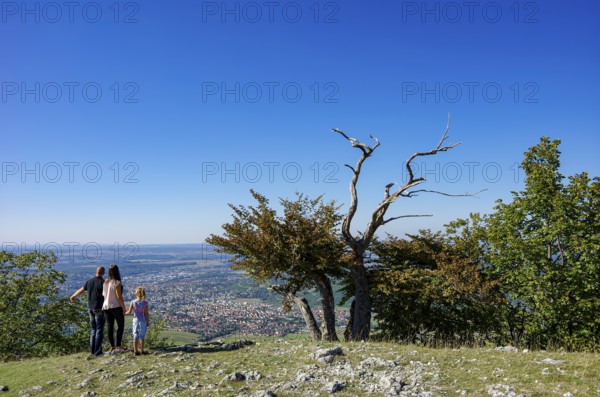 Picturesque scenery on the eaves of the Swabian Jura near Olgafels on Rossfeld in Metzingen-Glems, Baden-Württemberg, Germany, for editorial use only